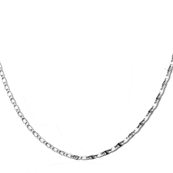 18K White Gold Plated Diamond Cut Bar Link Chain - 18" / 3mm - Picture 2 of 2